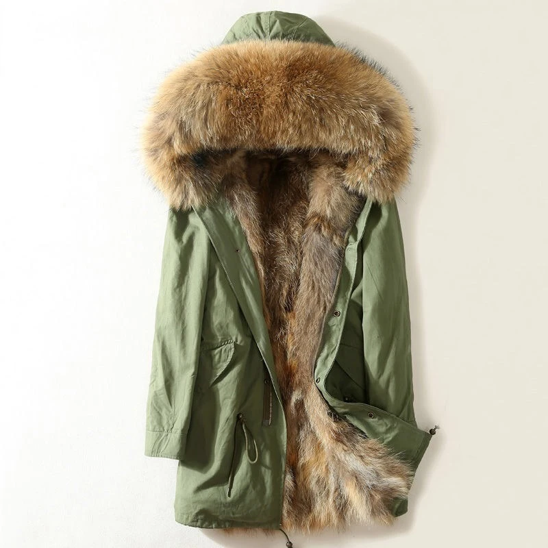 Пальто с натуральным мехом, зимняя куртка, Мужская длинная парка, водонепроницаемая, большая, с натуральным мехом енота, с воротником, с капюшоном, толстая, теплая, с подкладкой из натурального меха енота