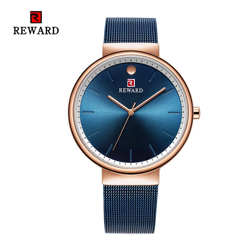 

2019 REWARD Mens Watches Top Brand Luxury Sport Watch Ultrathin Mesh Casual Waterproof Quartz Watch Men Blue Clock