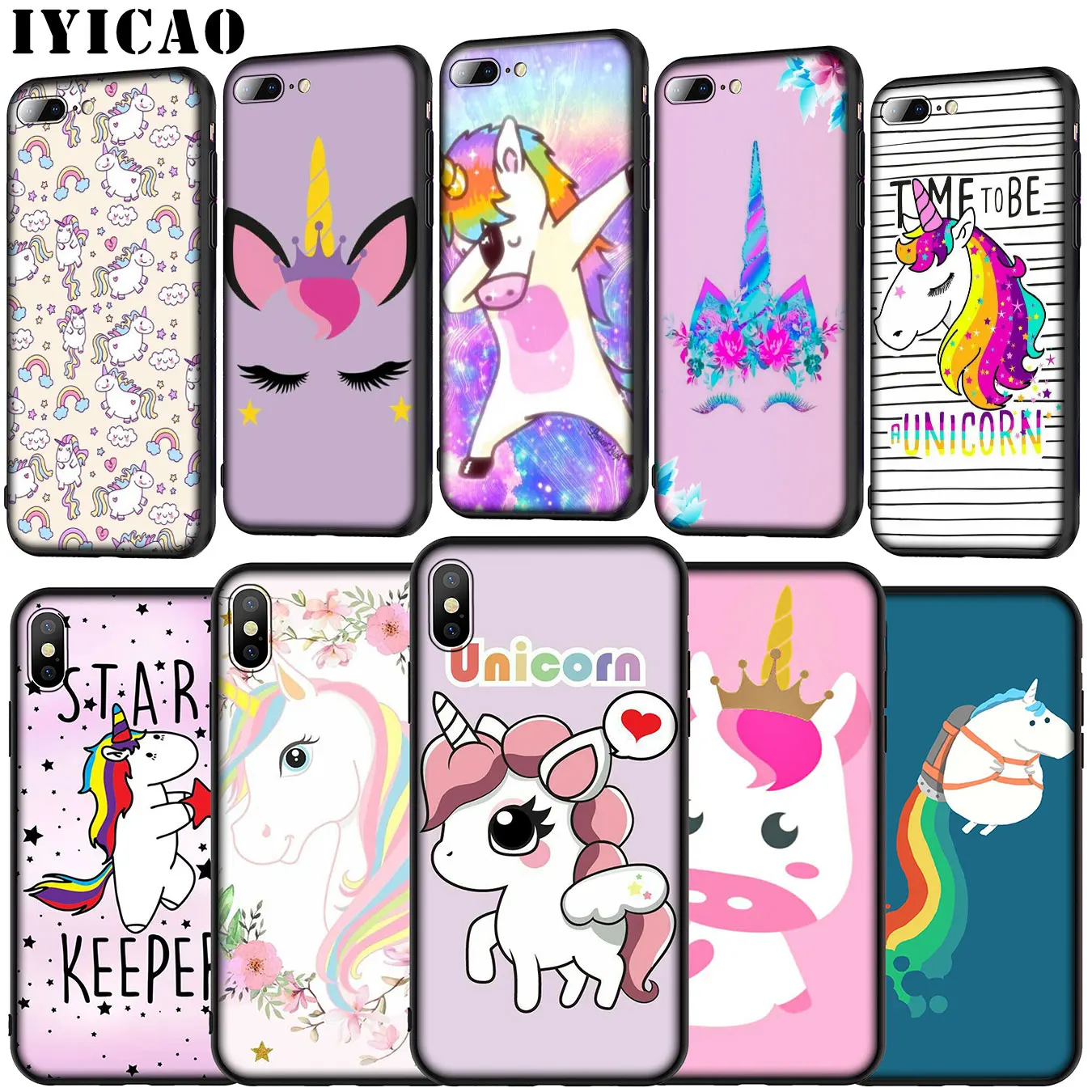 IYICAO Лошадь Единорог на радуге Мягкий силиконовый чехол для iPhone 11 Pro XR X XS Max 6 6S 7 8 Plus