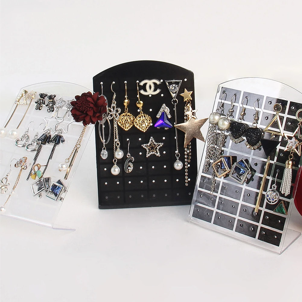 72 Holes Jewelry Display Show Rack Plastic Earrings Pendant Ear Hook Stand Storage Shelf Showcase Organizer Holder 1