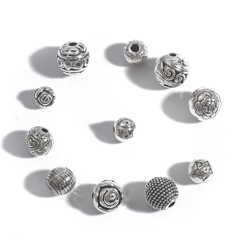 10-50pcs Antique Silver Plated Loose Spacer Rondelle Beads