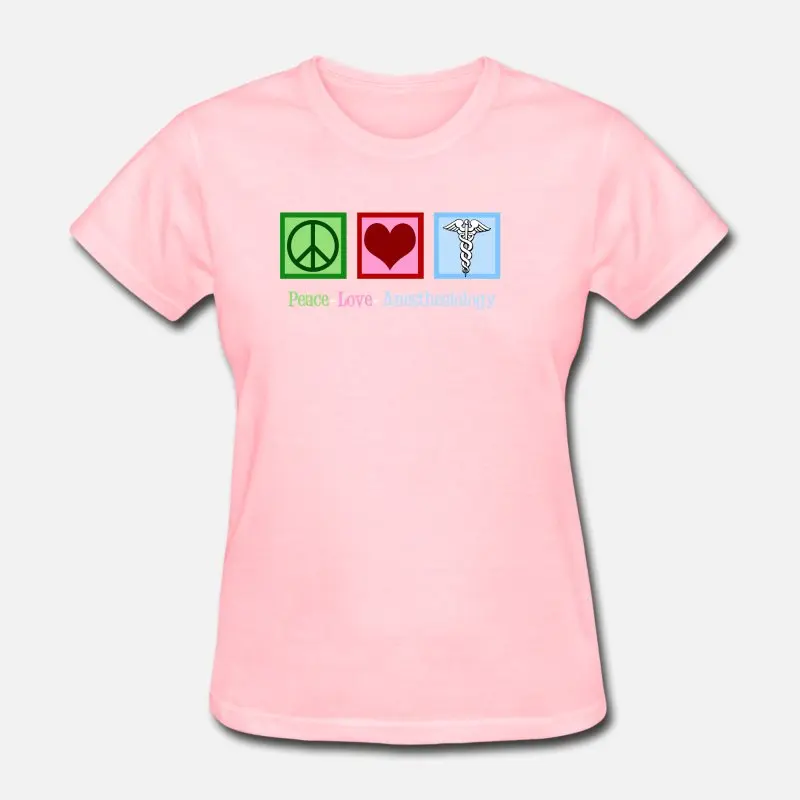 Women-Pink Дизайнерская мужская футболка для анестезиологии Peace Love, Женская Повседневная футболка с круглым вырезом для мужчин, большой размер 3xl 4xl 5xl Homme tee top - Цвет: Women-Pink