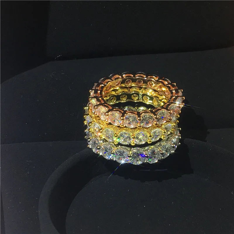 2020 Eternity 925 Sterling silver Ring 4mm Lab Diamond cz Engagement Wedding Rings for women men Wholesale Party Jewelry Gift 3