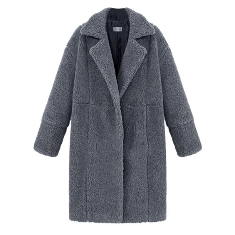 

Women Casual Long Sleeve Warm Cashmere Wool Coat Autumn Winter Loose Outerwear Elegant Lapel Jackets