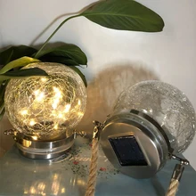 2 шт. Солнечный трещины открытый светодиодный светильник вечерние Висячие пейзажи атмосферу для декорации, патио Фея стеклянная банка сад