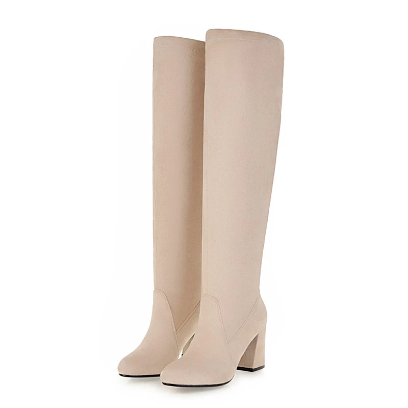 Lucyever/2020 Женские сапоги до колена Модная универсальная обувь с круглым носком