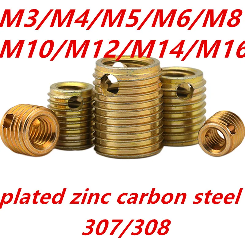 

2-10pcs/lot stainless steel 304 308 type M3M4M5M6M8M10M12M16 slotted self tapping wire thread repair insert insert bushing 719