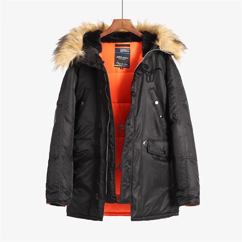 N-3B Winter ALASKA Coat Men Fur Hood Slim Fit Thick Parka Padded Military Jacket for Cold Weather 6