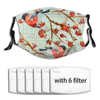 

Vintage Winter Birds On Tree Mask Mouth Face Mask Anti Dust Mask with Replaceable Filter