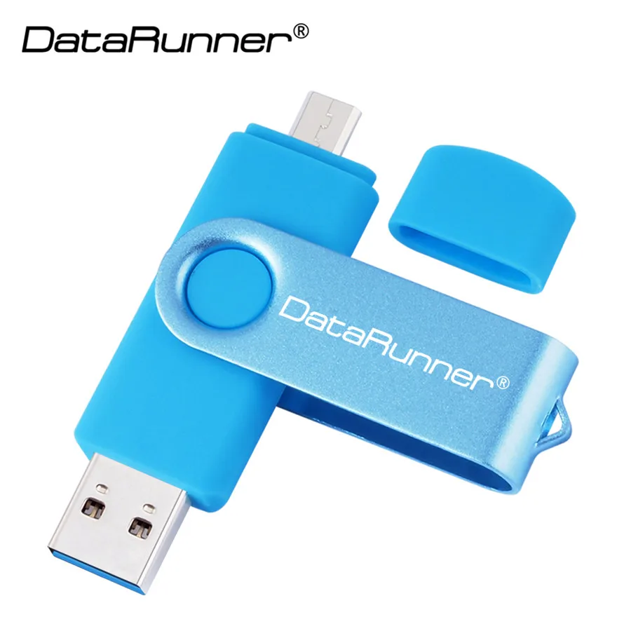 usb-накопитель DataRunner usb 3,0 OTG, высокоскоростной флеш-накопитель, 32 ГБ, 64 ГБ, 128 ГБ, флеш-накопитель Micro usb, флеш-накопитель 256 ГБ - Цвет: Light Blue
