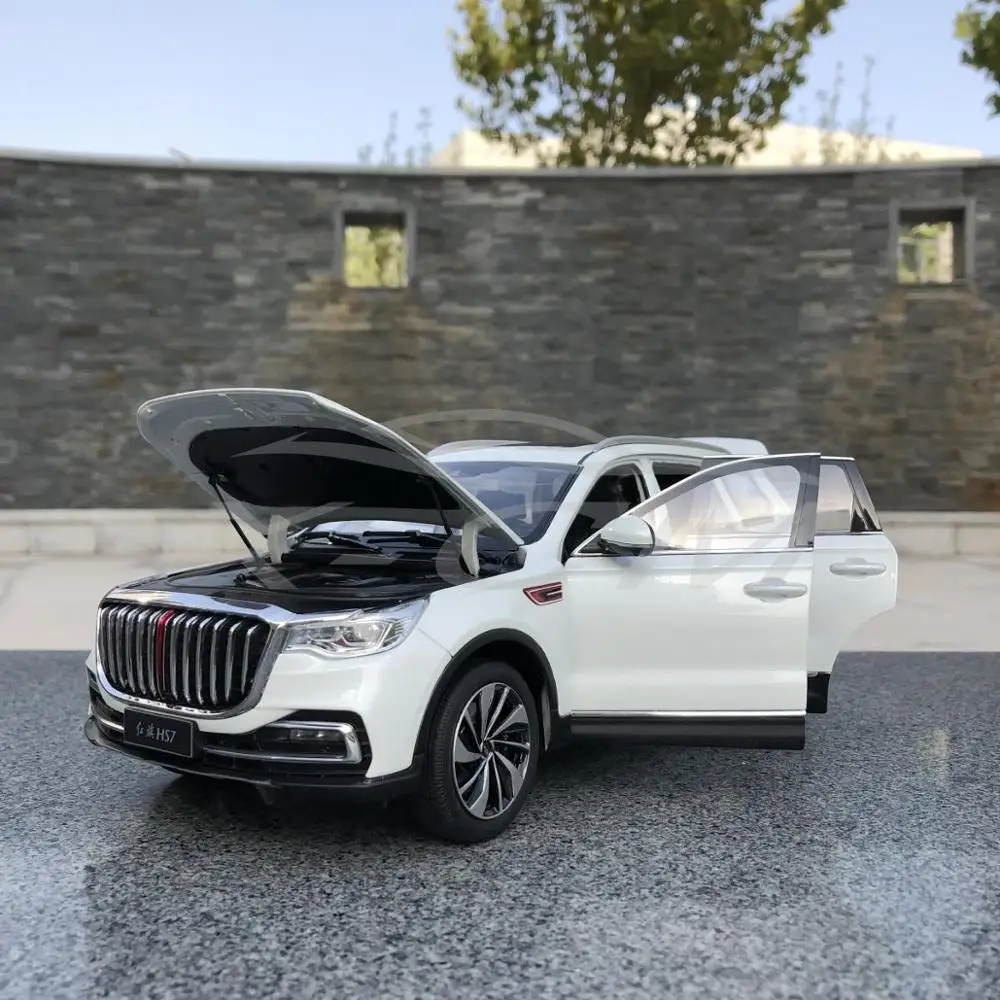 Литая под давлением модель автомобиля век Дракон Hongqi HS7 SUV 1:18(белый)+ маленький подарок