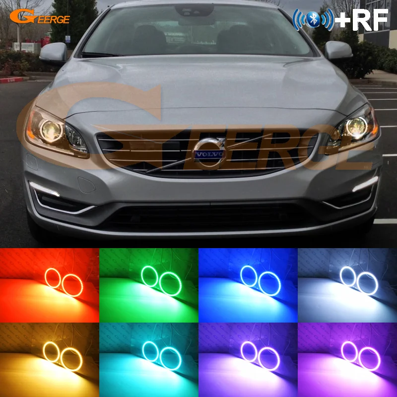 

For Volvo S60 S60L V60 2014 Excellent Angel Eyes kit Multi-Color Ultrabright RGB LED Angel Eyes Halo Rings