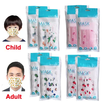 

Family Parent-child Mouth Masks Children Adult Disposable 3-layer Christmas Halloween Cartoon Print Pattern Face Mask