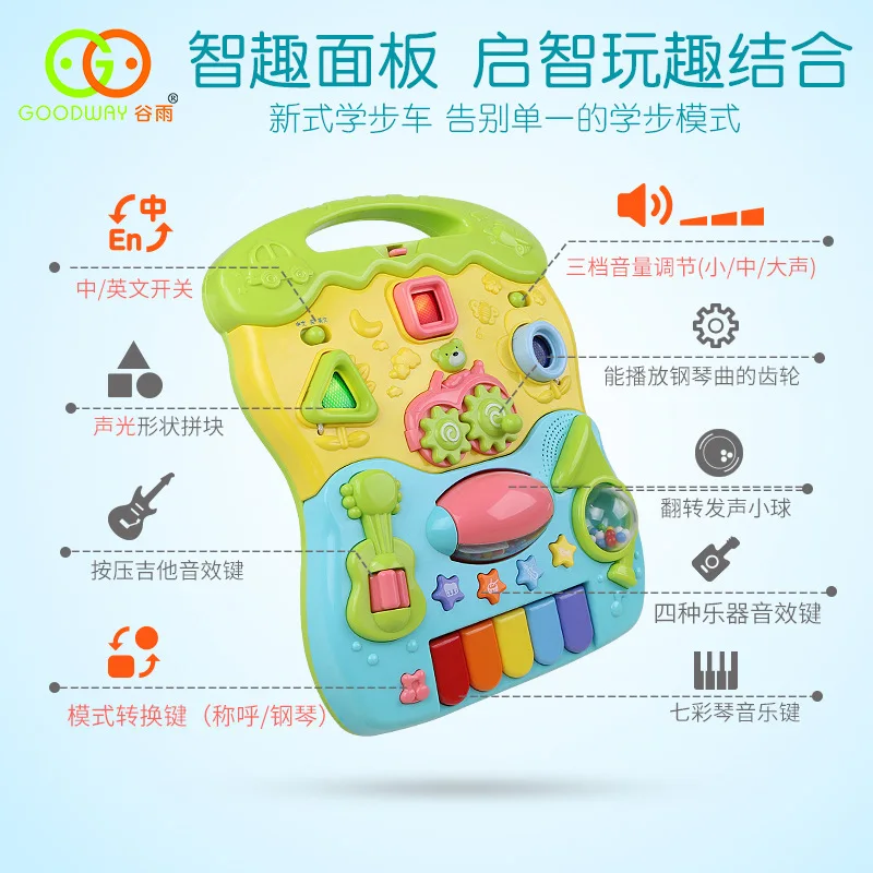 

GOODWAY Baby Walker Cart Infant Music Toy 6-12-18 Month CHILDREN'S Anti-Falling Baby Walker