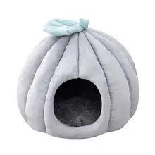 

Pet Tent-Soft Bed For Dog & Cat Semi-Enclosed Cat Cave Bed Pumpkin Shape Puppy House For Cats And Small Dogs Machine Washable
