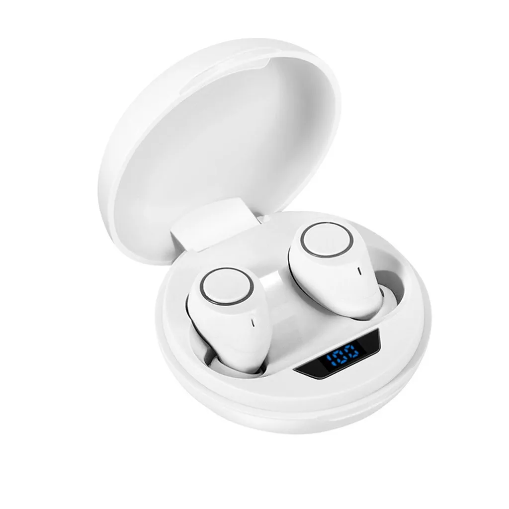 White Наушники мини гарнитура спортивные стерео наушники-вкладыши Bluetooth 5 с Беспроводной зарядки спортивные стерео гарнитура универсальные для вождения в музыкальный подарок - Цвет: White