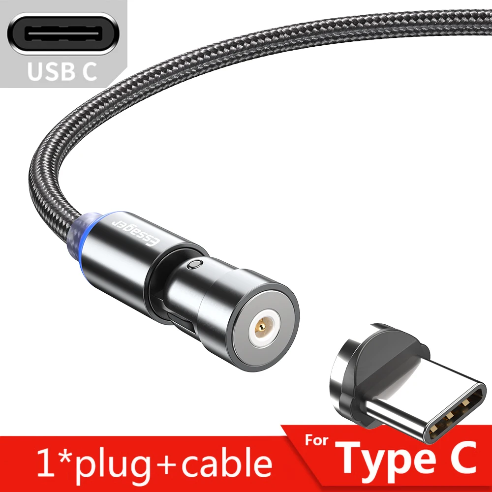 Essager 540 Rotate Magnetic Cable Fast Charge Micro USB Type C Cable For iPhone 12 11 Pro Xiaomi USB C Magnet Charger Wire Cord iphone to hdmi cable Cables