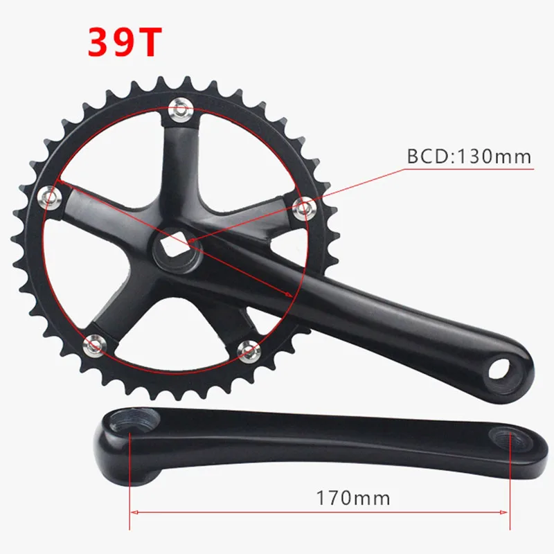 39T black 39/46/48/53T170mm без свободного хода, одна скорость 130 BCD из алюминиевого сплава с фиксированной передачей складного велосипеда передняя Звездочка звездочка цепной передачи штырь диаметра окружности болтов - Цвет: 39T black