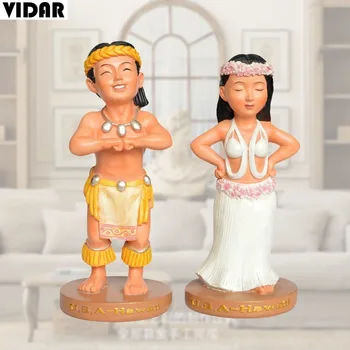 

VIDAR Hawaiian Grass Skirt Costume Craft Ornaments, Home Accessories, Exotic Characters Resin Small Ornaments