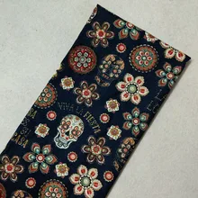 Абсолютно Новая Винтажная хлопковая ткань с принтом Королевского цветка черепа, 50x105 см, ткань с цветочным черепом, Лоскутная Ткань, платье, украшение для дома