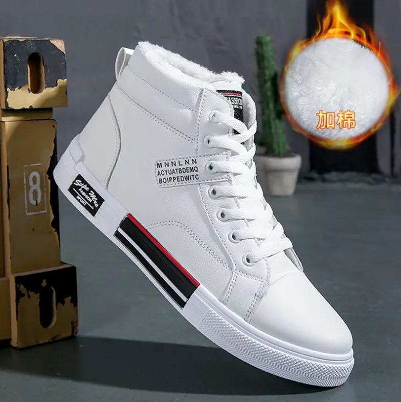 

Winter men shoes high-top Men's Casual Shoes black shoes for men Keep warm Canvas shoes men fashion Leather Casual Shoes 40