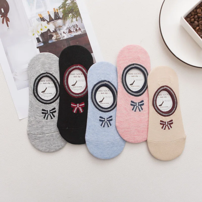 5 Colors 5 пар, Удобные Хлопковые женские носки для девочек, короткие незаметные женские носки ярких цветов, женские Чулочные изделия, женские носки-Тапочки - Color: 5 Colors
