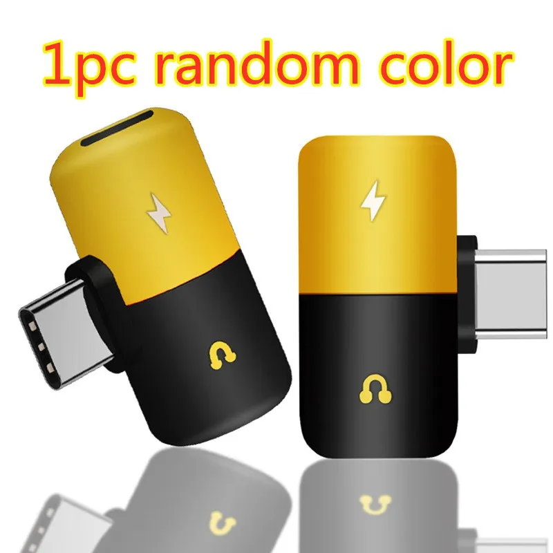 random color Наушники "пилюля" сплиттер аксессуары 2 в 1 кабель для зарядки type c otg usb c к type c адаптер для наушников аудио разветвитель для зарядки - Цвет: random color