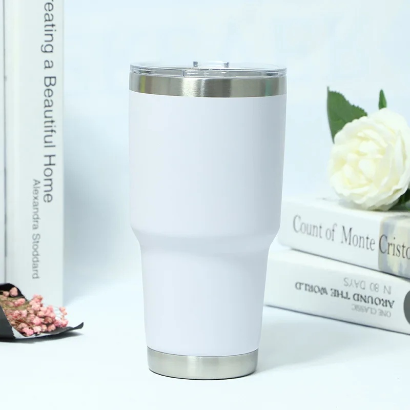 30oz white 20 унций 30 унций пивной стакан из нержавеющей стали с крышкой с двойными стенками с вакуумной изоляцией кружка для кофе для путешествий большая емкость спортивные чашки - Цвет: 30oz white