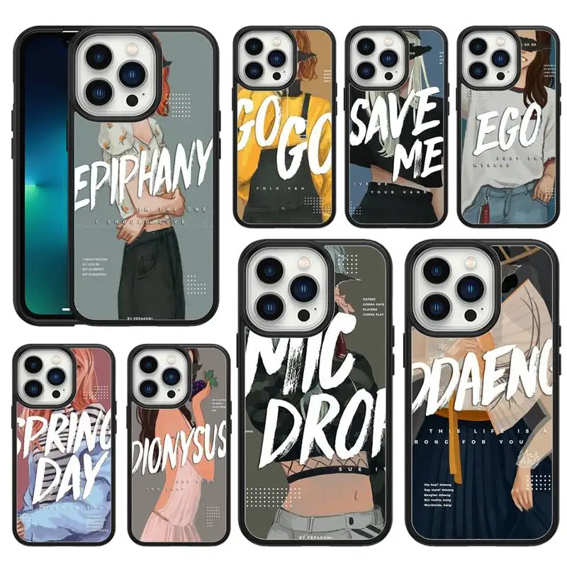 Pepakomi Bts Идеальный черный чехол для телефона iphone 12 11 x xs xr 8 7 6 5 se plus promax PC &amp TPU мягкий