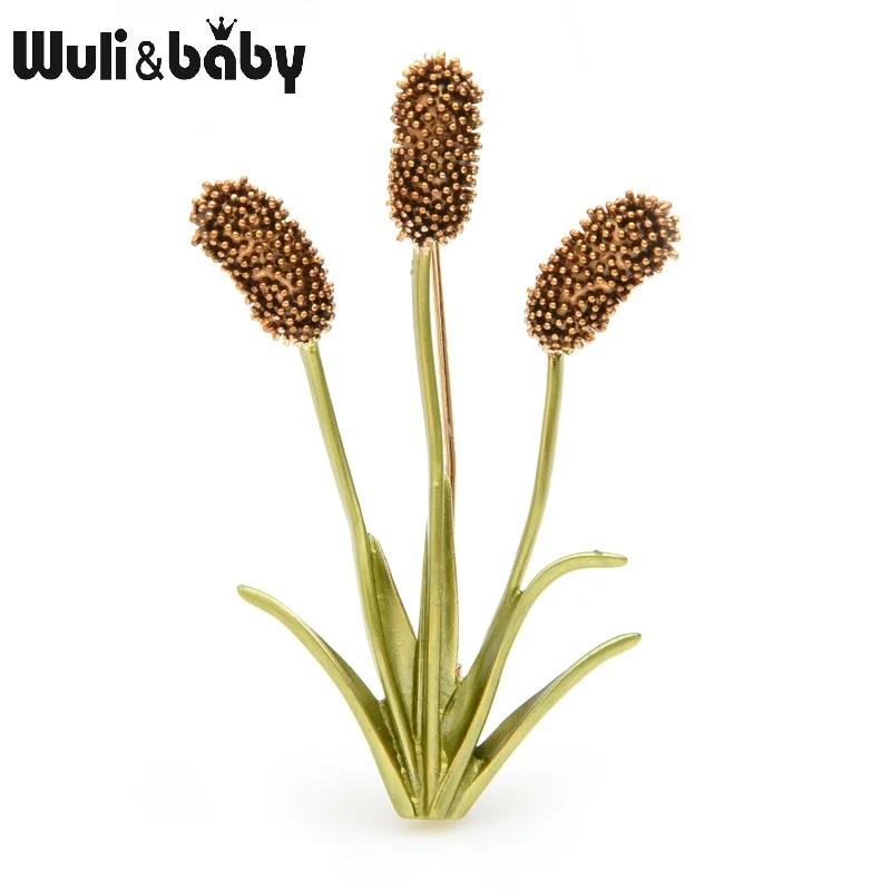 Wuli&baby, фиолетовые, коричневые, лисохвост, трава, броши для женщин и мужчин, эмаль, свадебная брошь, булавки, подарки