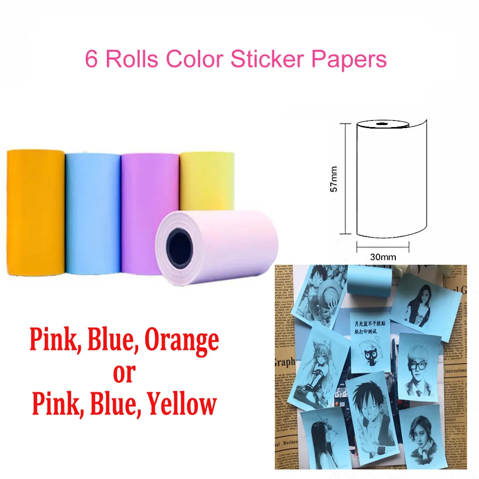 Color Sticker Paper Термобумага для PeriPage paper ANG Photo Printer - Цвет: Color Sticker Paper