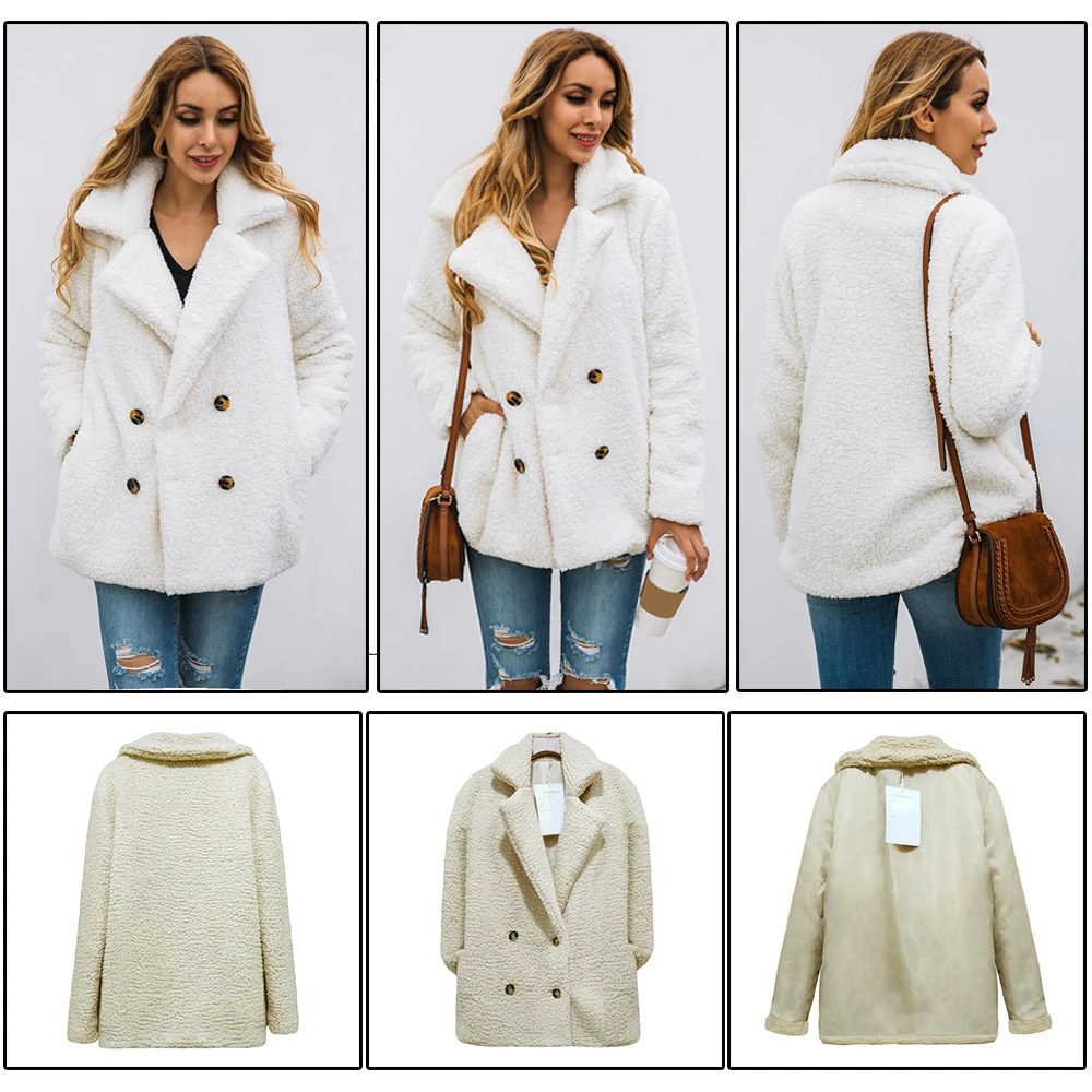 Goede 2019 Winter Vrouwen Jas Elegante Effen Revers Losse Warme Vrouwelijke Uitloper Casual Blends sobretudo feminino abrigo Dames Overjas