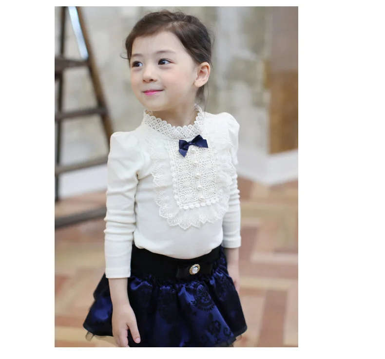 Girls Autumn Spring Winter Shirts Long Sleeve Princess Tops Lace O-neck T-shirts G569 |