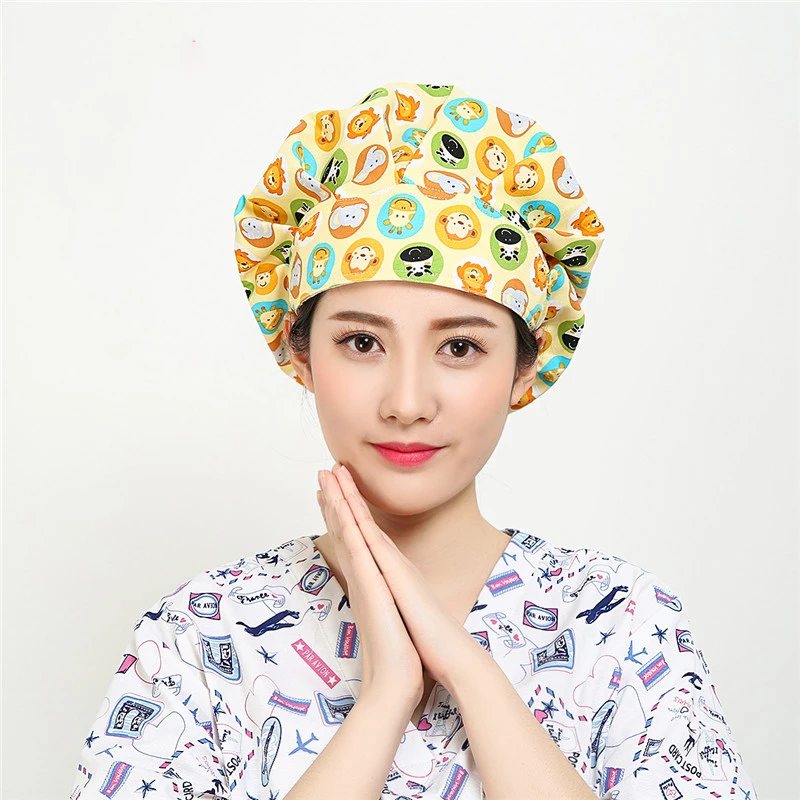 surgical cap 10 Цветочный принт, Mediecal Scrubs, униформа медсестры для женщин, Красота и здоровье, медицинский костюм для лаборатории, пальто, колпачок, клиническая форма, Прямая поставка - Цвет: surgical cap 10