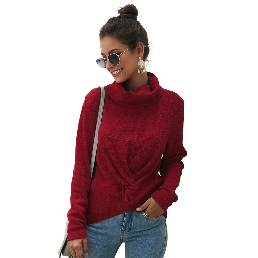

QPFJQD Autumn Winter Women Knitted Sweaters Turtleneck Full Sleeve Solid Color Slim Elastic Ladies Girls Sweater Pullovers