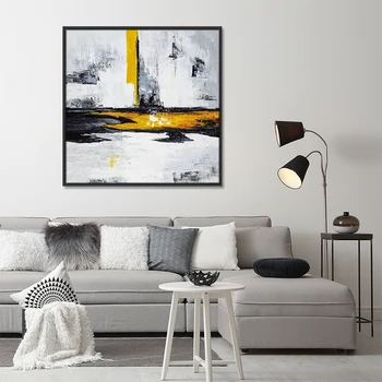 

2020 New Handmade Golden black gray Oil Painting Canvas Wall Art Paint Home Decor Home Decoration Wall No Frame