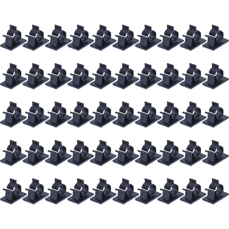 

EASY-Adjustable Cable Clips Adhesive Nylon Wire Clamps Black 50 Pcs