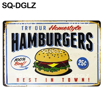 

[SQ-DGLZ] BEST HAMBURGERS Plaque Metal Sign Vintage Bar Decor Tin Sign Vintage Pub Bar Decor Metal Borden Art Poster Plate