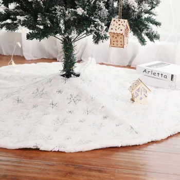 

90cm/122cm White Tree Skirt High-grade Plush Sequins Embroidered Christmas Tree Group Decorations For Home New Year Xmas Decor
