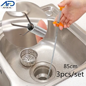 

3Pcs 85cm Bathroom Sink Pipe Drain Cleaner Flexible Drain Sewer Dredge Pipeline Hook Handle Hair Cleaning Tool