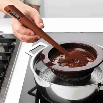 

New Digital Digital Cooking Thermometer Double Use Silicone Scraper Spatula Cooking Food BBQ Meat Thermometer Baking Tools