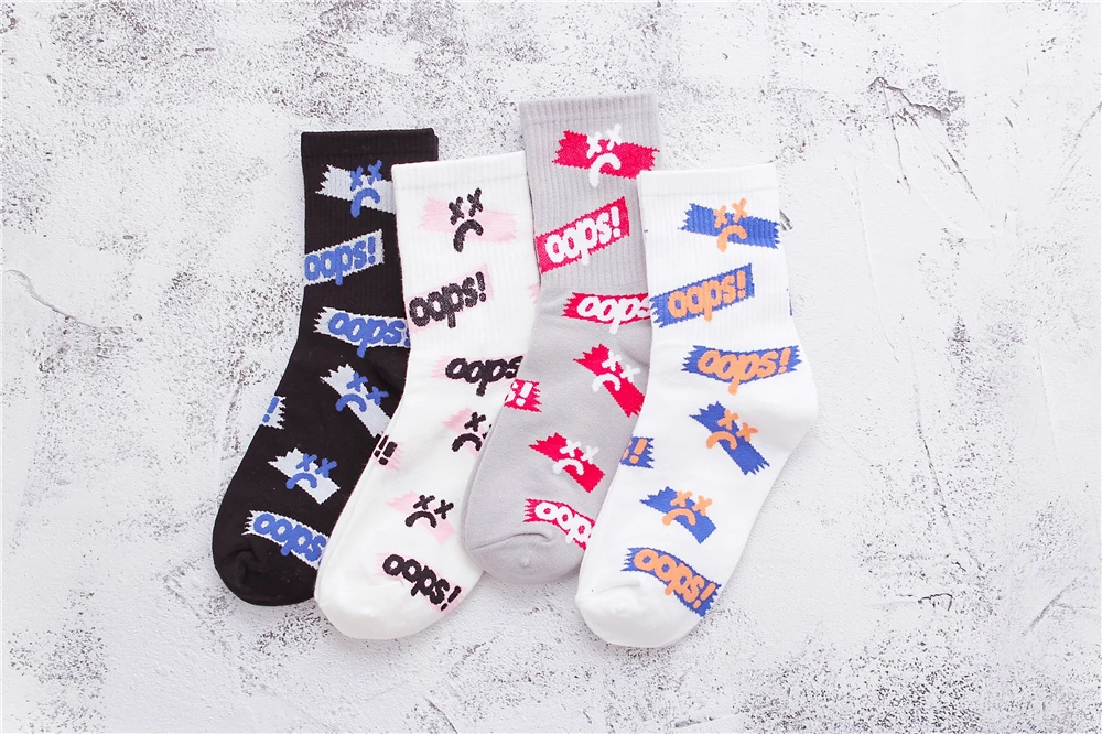 Женские хипстерские носки в стиле Харадзюку с надписью «OOPS» и рисунком «Groove», вечерние носки унисекс для клуба, скейтборда, уличных танцев