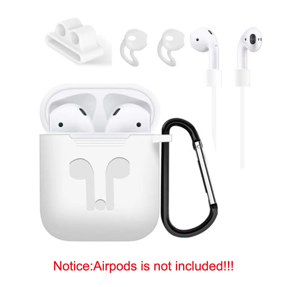 Аксессуары для airpods, силиконовый чехол, чехол для наушников, чехол, анти потеря, ремешок, держатель, наушники, карабин, пряжка, упаковка из 5 штук - Цвет: White color