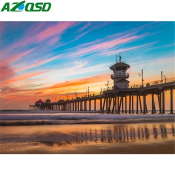 

AZQSD Paint By Numbers Seaside Picture Oil Painting By Numbers Landscape Hand Paint Kit Canvas Oil Painting 50x40cm Unframed