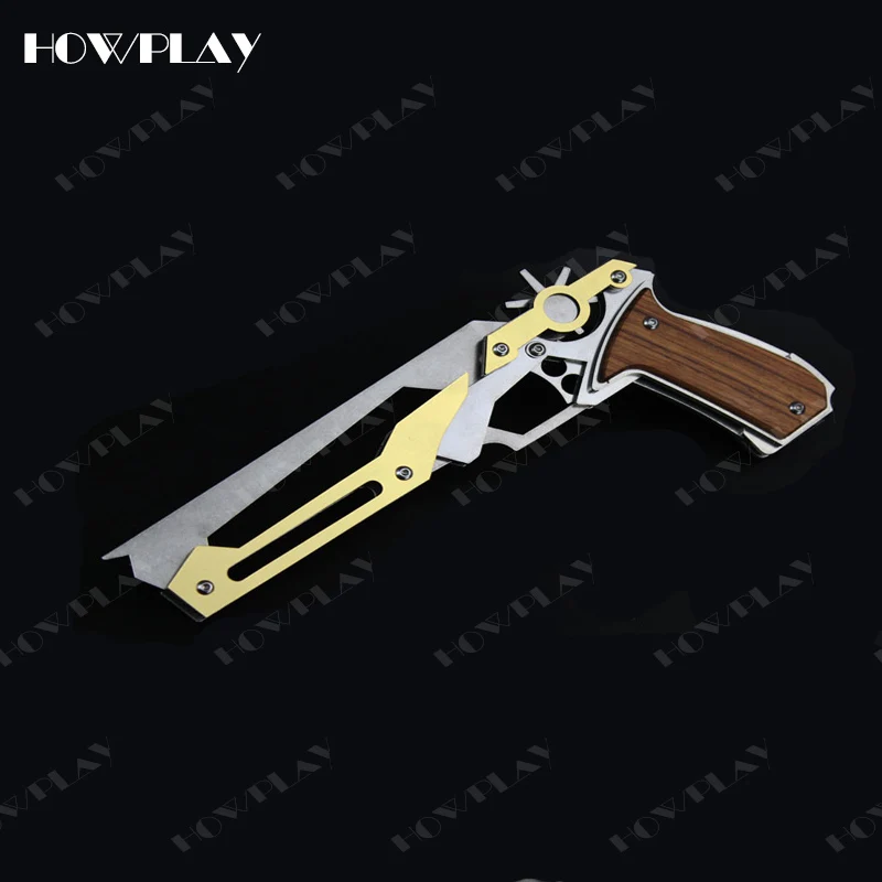 HowPlay игрушечный пистолет с резиновой лентой Металлический Игрушечный Пистолет деревянная ручка цвет нержавеющая сталь 6 всплесков стреляет оружие игрушка для детей мальчик - Цвет: LS-G-Wooden-handle