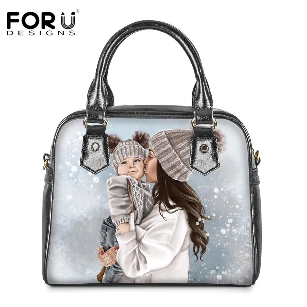 FOURDESIGNS, супер мама и ребенок, дизайнерская женская сумка-тоут, женская сумка на плечо, кожаная повседневная роскошная сумка-мессенджер, Bolso Mujer - Цвет: HMA591DL