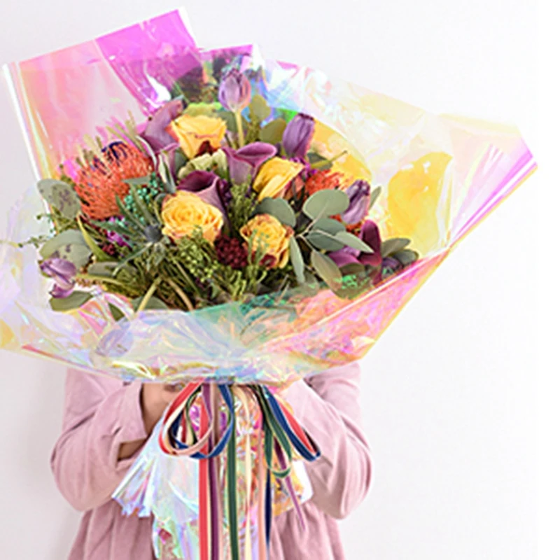 Радуга Виолончель цветок Цветочная оберточная бумага торт из конфет печенья упаковочная бумага подарочная упаковка красочный рулон целлофана