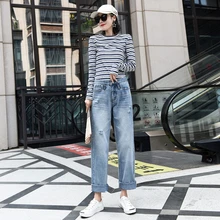 Прямые рваные джинсы для женщин, Свободные повседневные джинсы, женские брюки с высокой талией, женские джинсы размера плюс, Femme Vaqueros Mujer