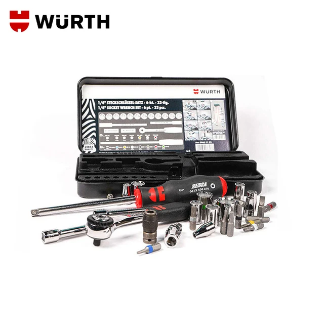 Wurth 1/4 inch Socket Wrench Assortment, 33 pcs Ratchet Wrench Socket  Hexagon Screwdriver Household Auto Repair Tool, Wuerth - AliExpress