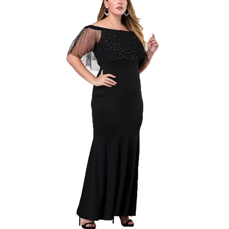 Летние новые женские большие размеры 3XL 4XL 5XL 6XL 7XL сексуальное платье с воротником - Цвет: Черный